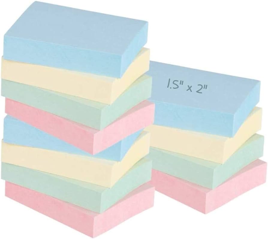 Sticky Notes 1.5x2 Inch  100Sheets Pastel BKESN1.5X2